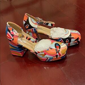 Rainbow Candy Colorful Platform Heels Ankle Strap